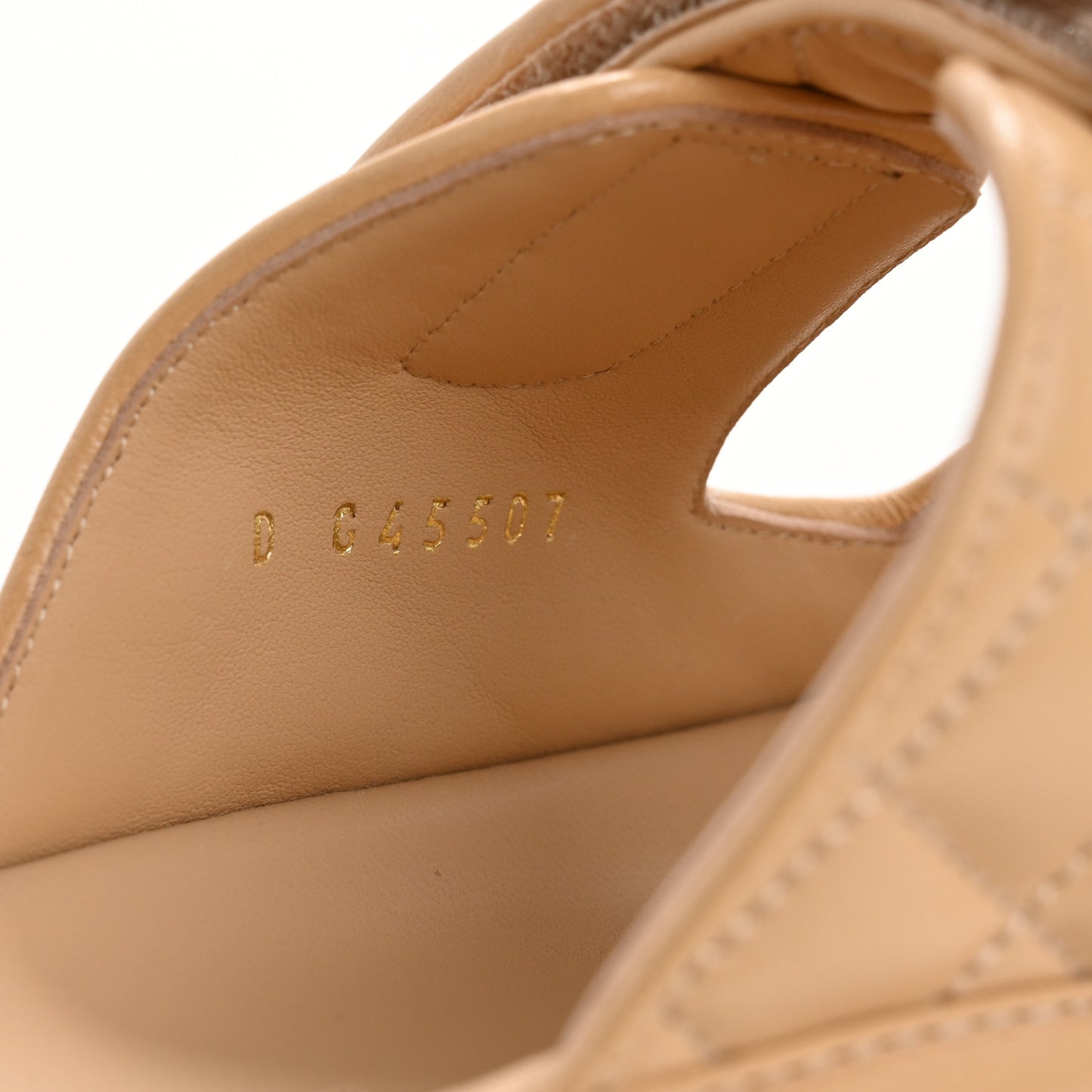 Lambskin Quilted Velcro Dad Chain CC Slide Sandals 39 Beige