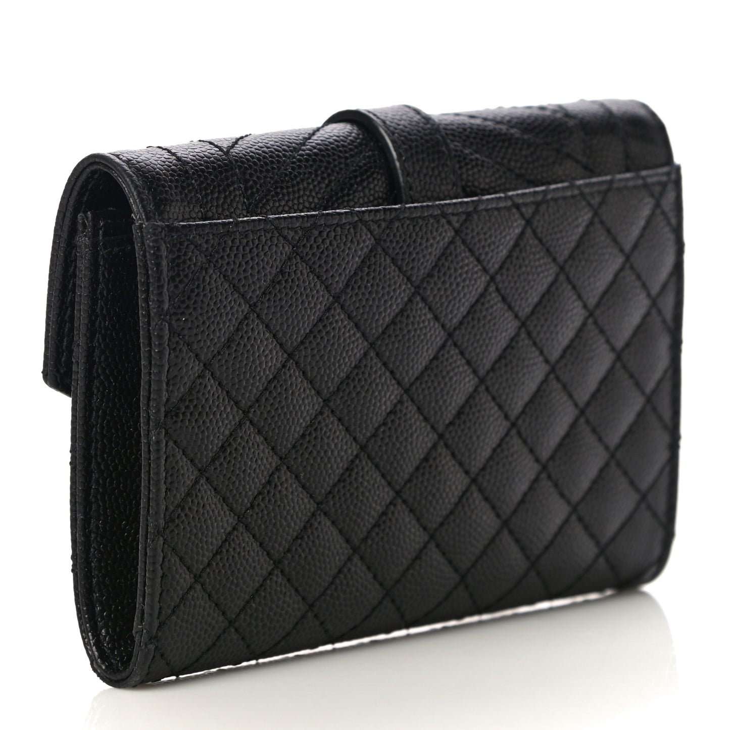 Grain De Poudre Textured Mixed Matelasse Triquilt Small Monogram Envelope Wallet Black