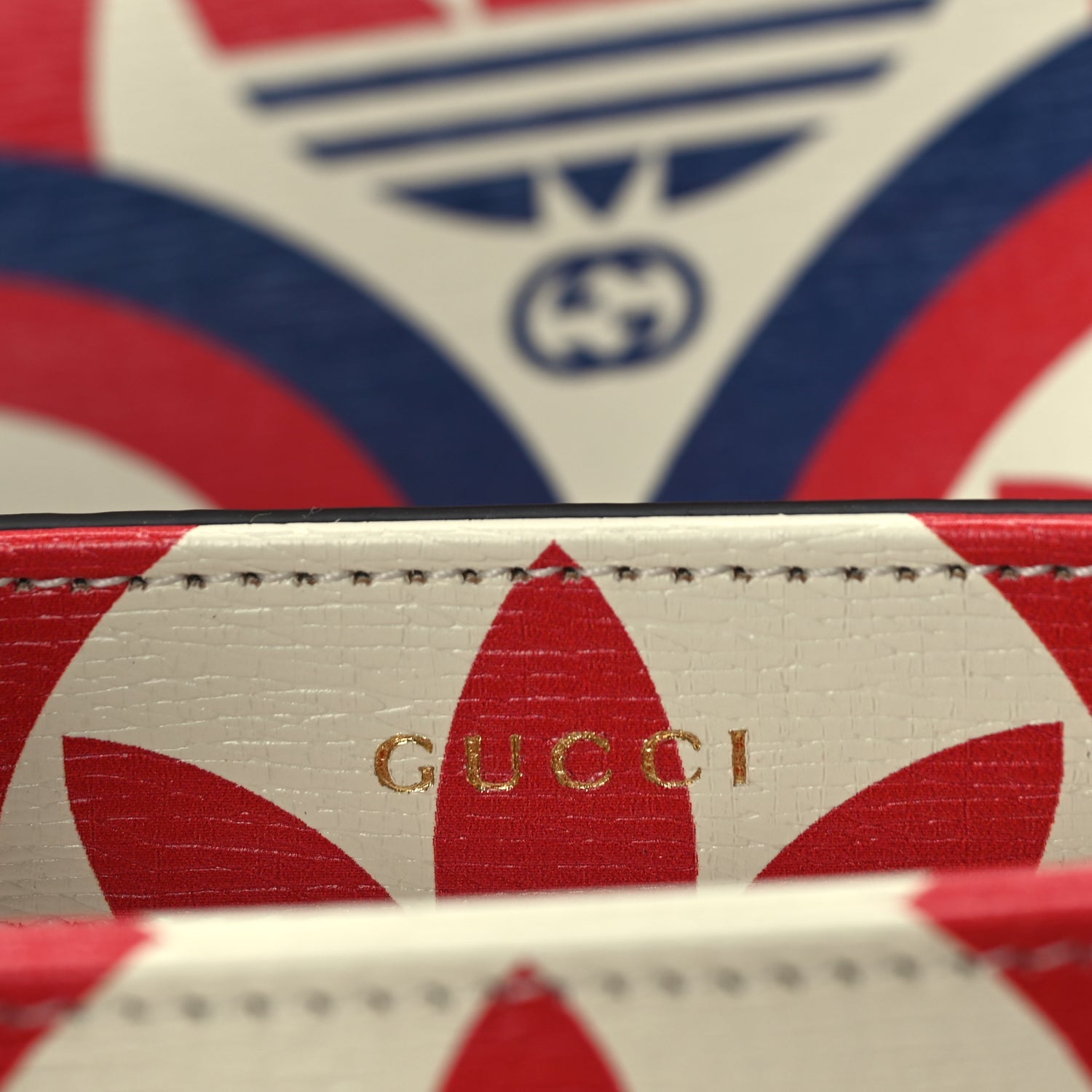 Gucci X ADIDAS Shangai Calfskin Web Trefoil Interlocking G Small Horsebit 1955 Shoulder Bag Red White Blue 5 of 8