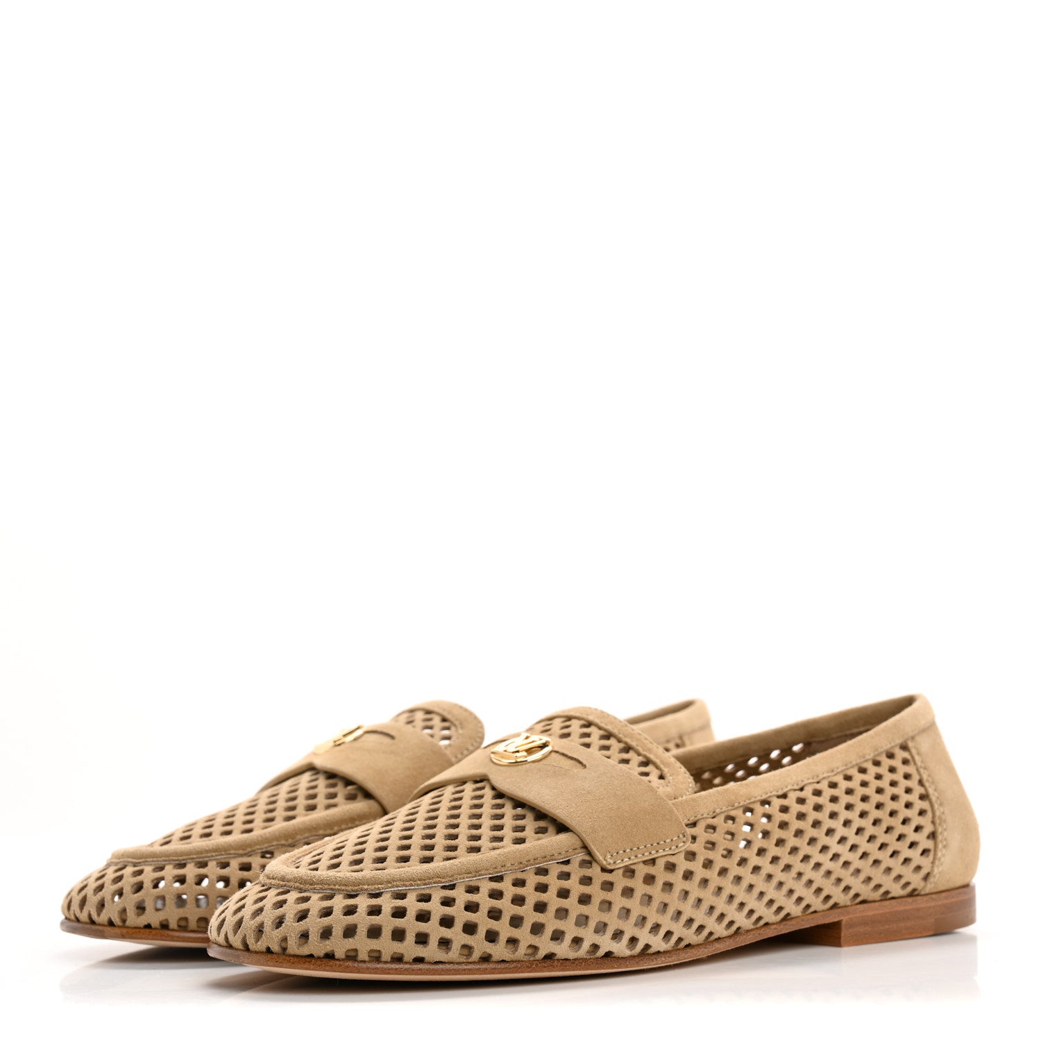 Louis Vuitton Suede Perforated Soho Flat Loafer 39 Beige 4 of 8