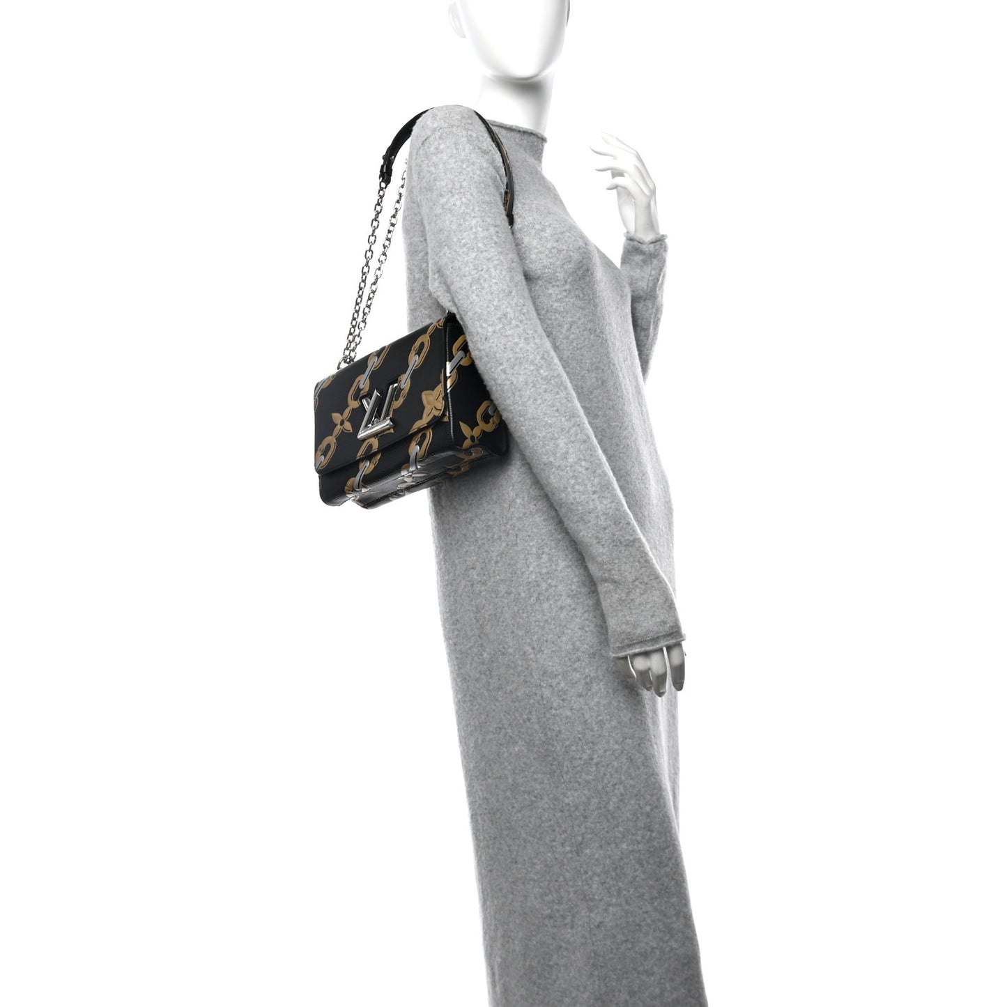 Epi Chain Flower Twist Shoulder Bag MM Black