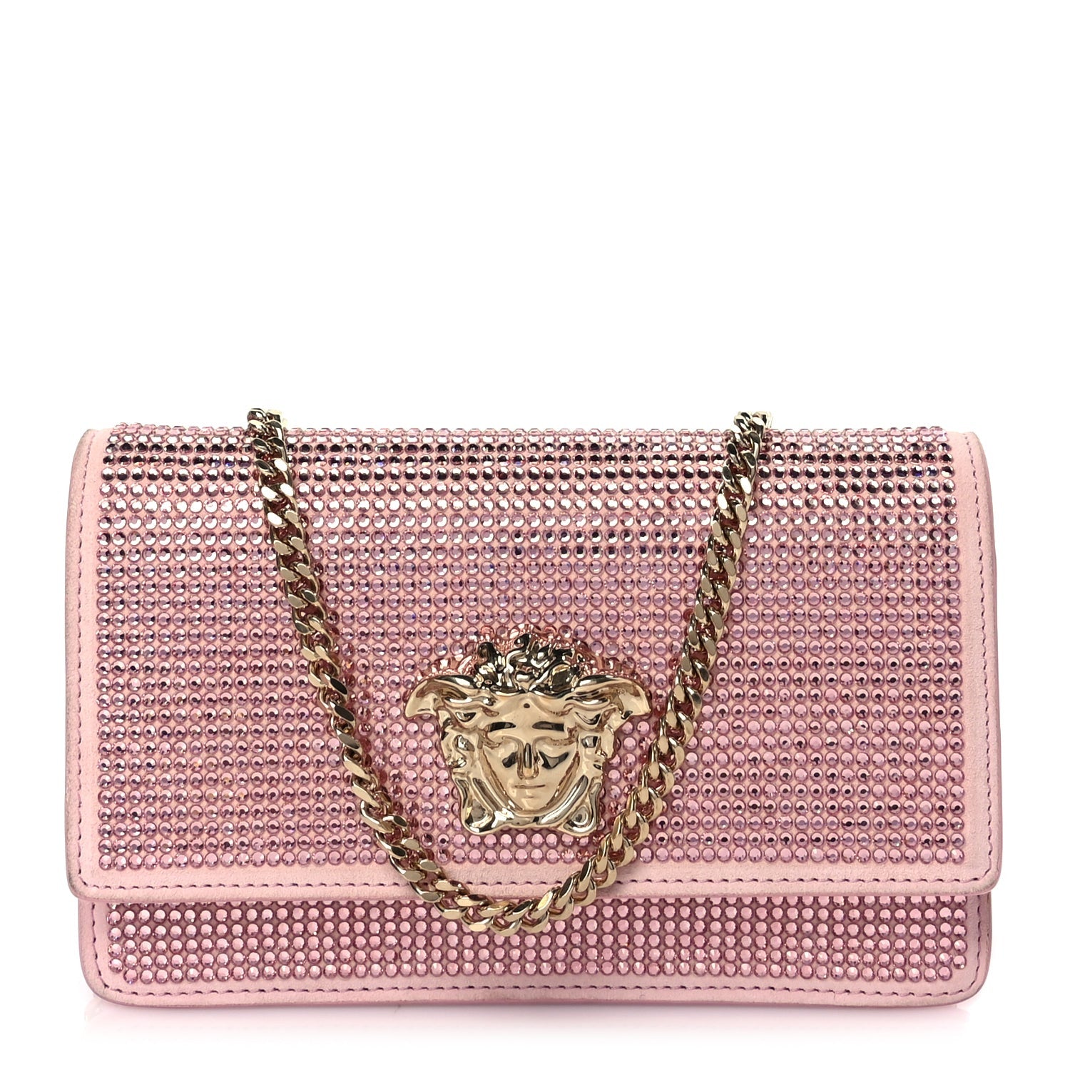 Versace Vitello Crystal Palazzo Evening Bag Pink 1 of 8