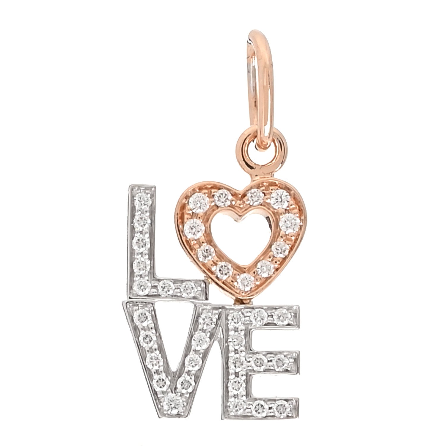 Tiffany 18K Rose White Gold Diamond Love Charm 1 of 3