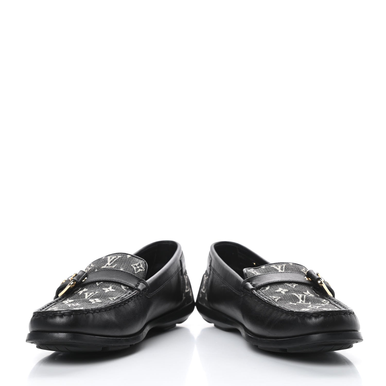 Louis Vuitton Calfskin Mini Lin Loafers 37 Black 5 of 11