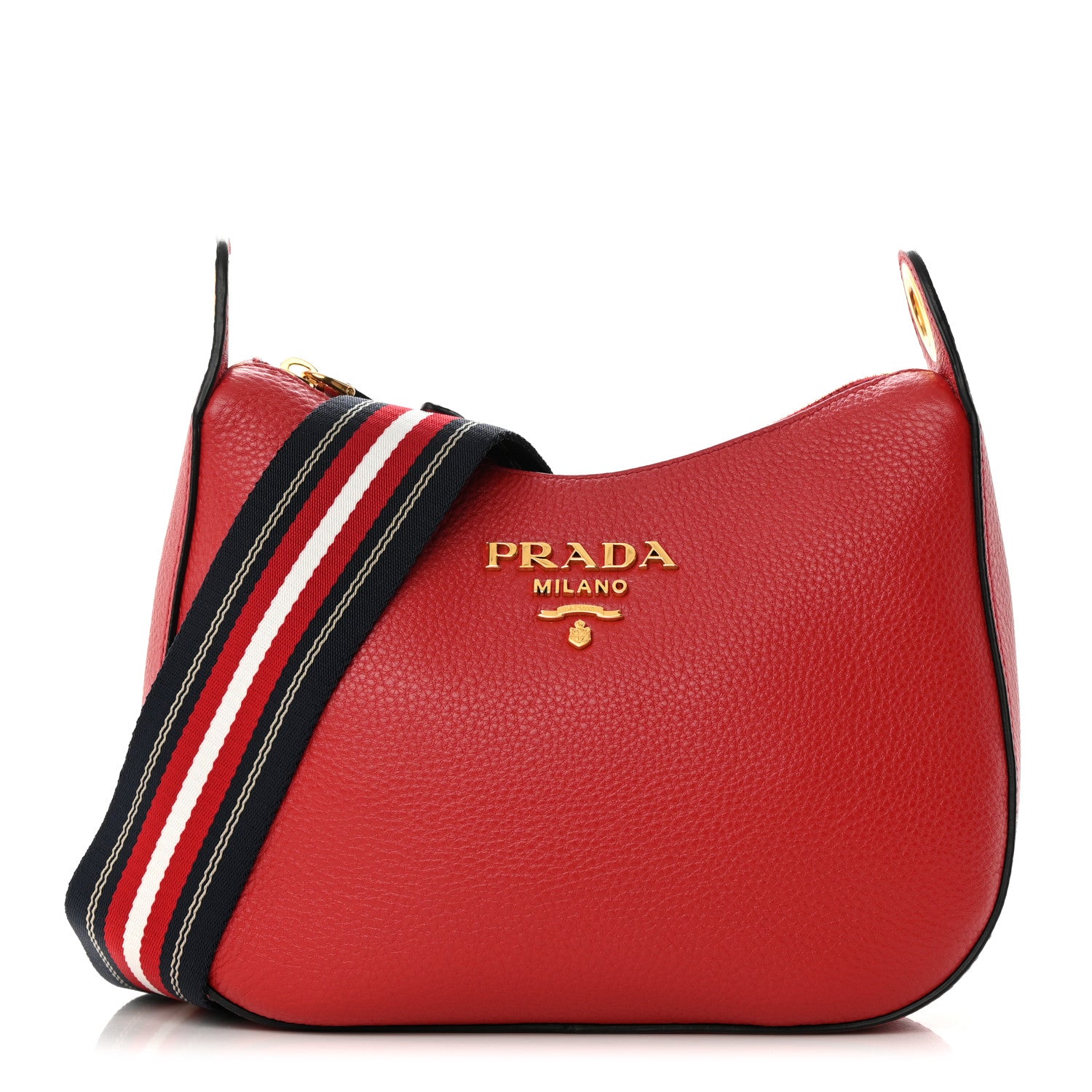 Prada Vitello Phenix Small Zippered Messenger Hobo Rosso 1 of 12