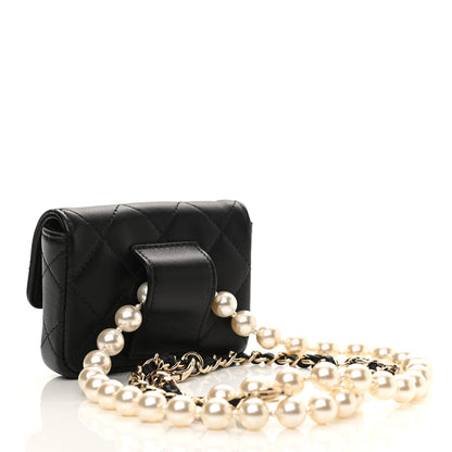 Chanel Lambskin Quilted Pearl Chain Belt Bag Black 3 of 11