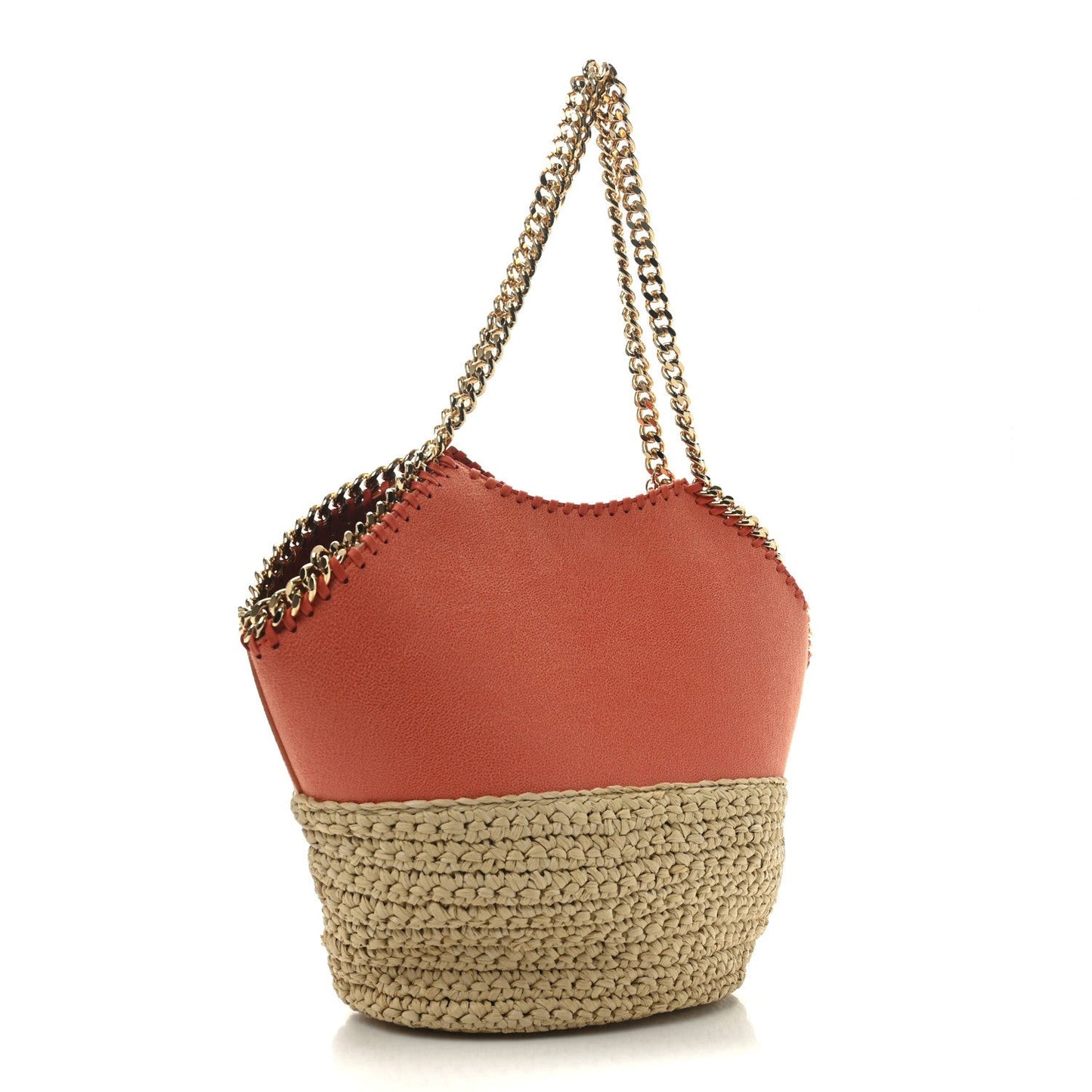 Raffia Falabella Medium Tote Bright Orange