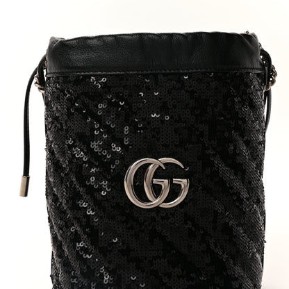 Gucci Sequin Mini GG Marmont 2.0 Bucket Bag  Black 6 of 8