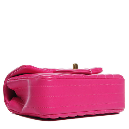 Chanel Lambskin Chevron Quilted Extra Mini Flap Dark Pink 4 of 8