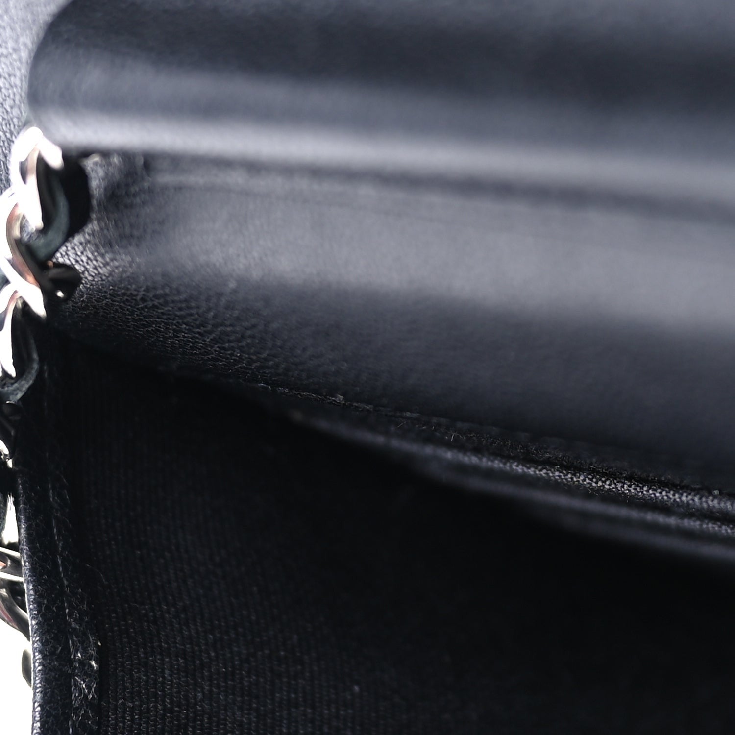 Chanel Sheepskin Chevron Wallet On Chain WOC Black 7 of 10