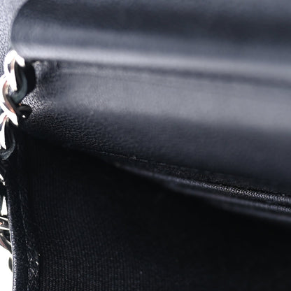 Chanel Sheepskin Chevron Wallet On Chain WOC Black 7 of 10