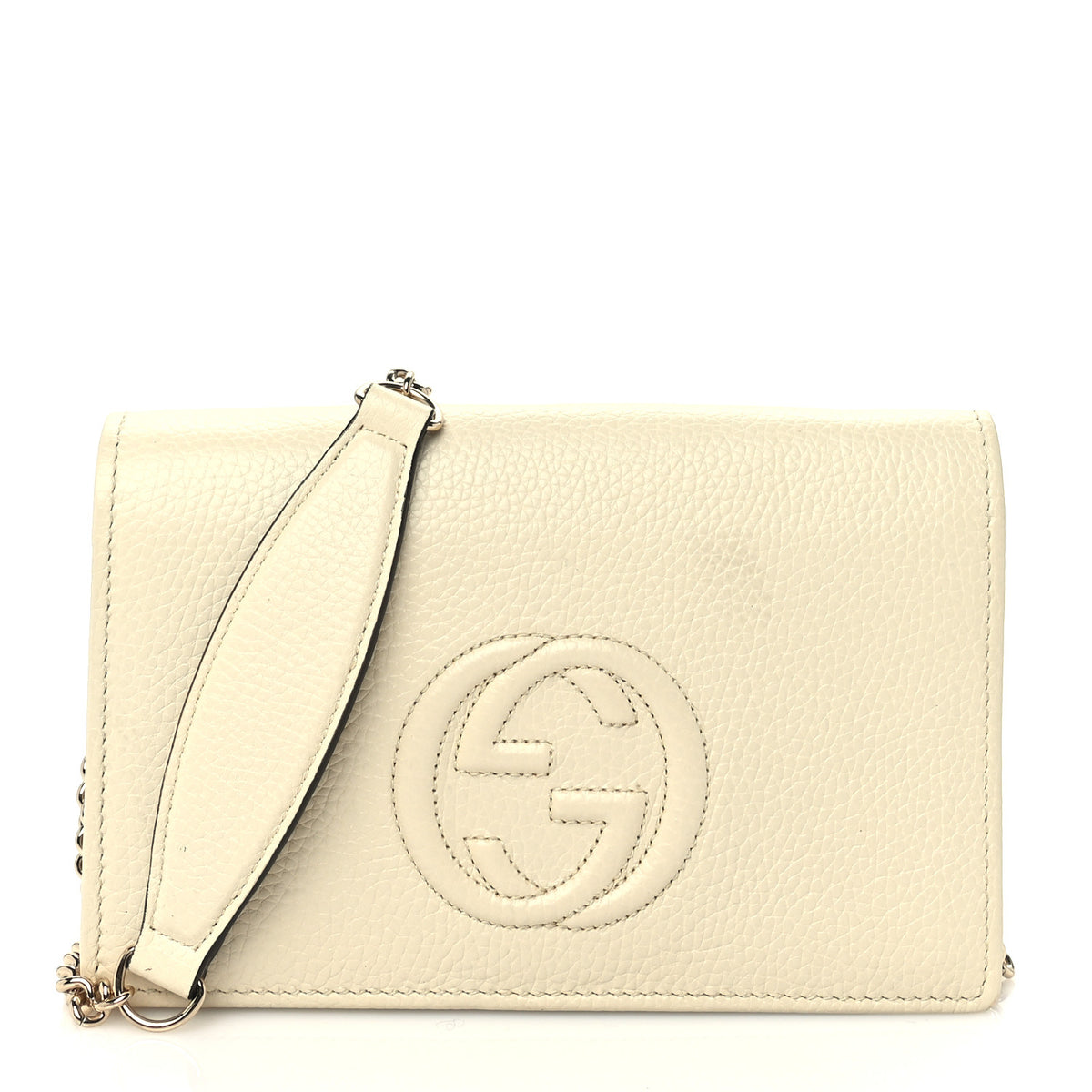 Pebbled Calfskin Small Soho Disco Shoulder Bag Off White