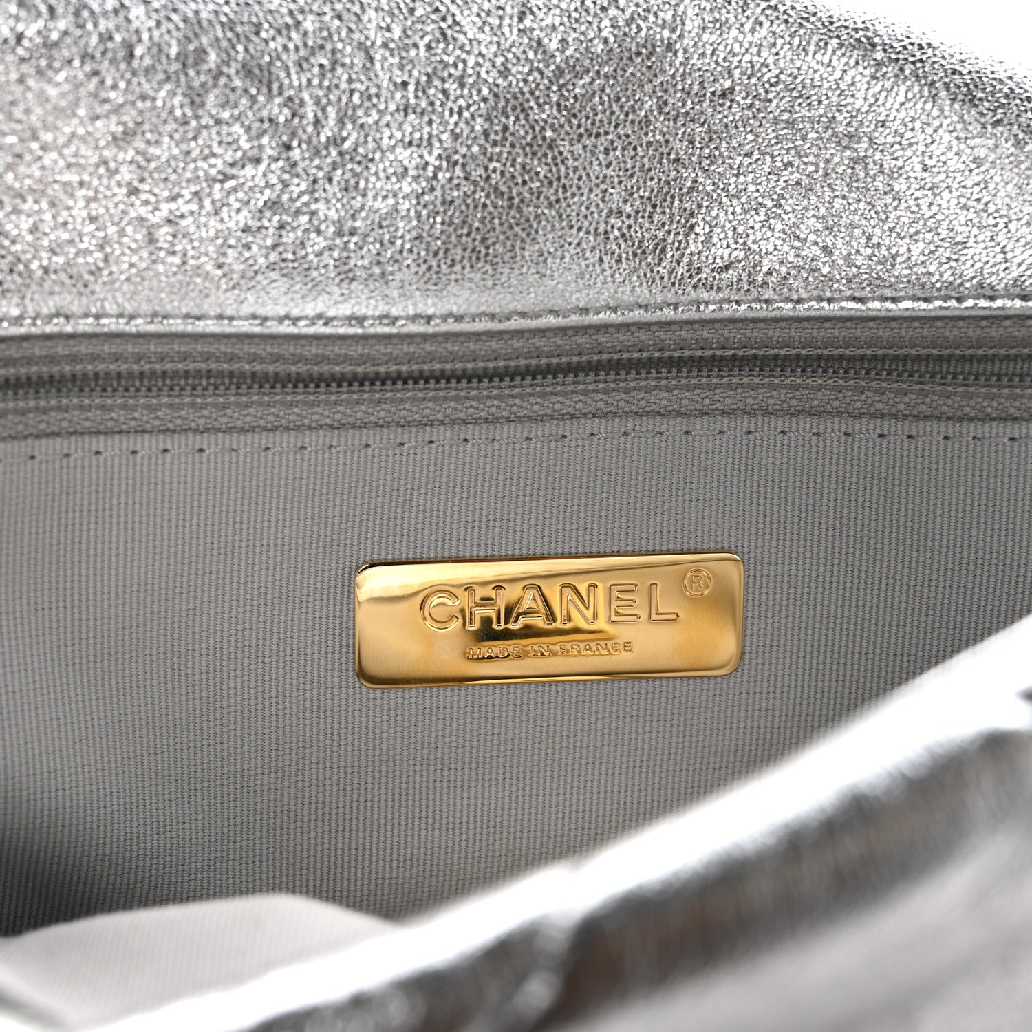 Chanel Metallic Goatskin Quilted Medium Chanel 19 Flap Silver 6 of 10