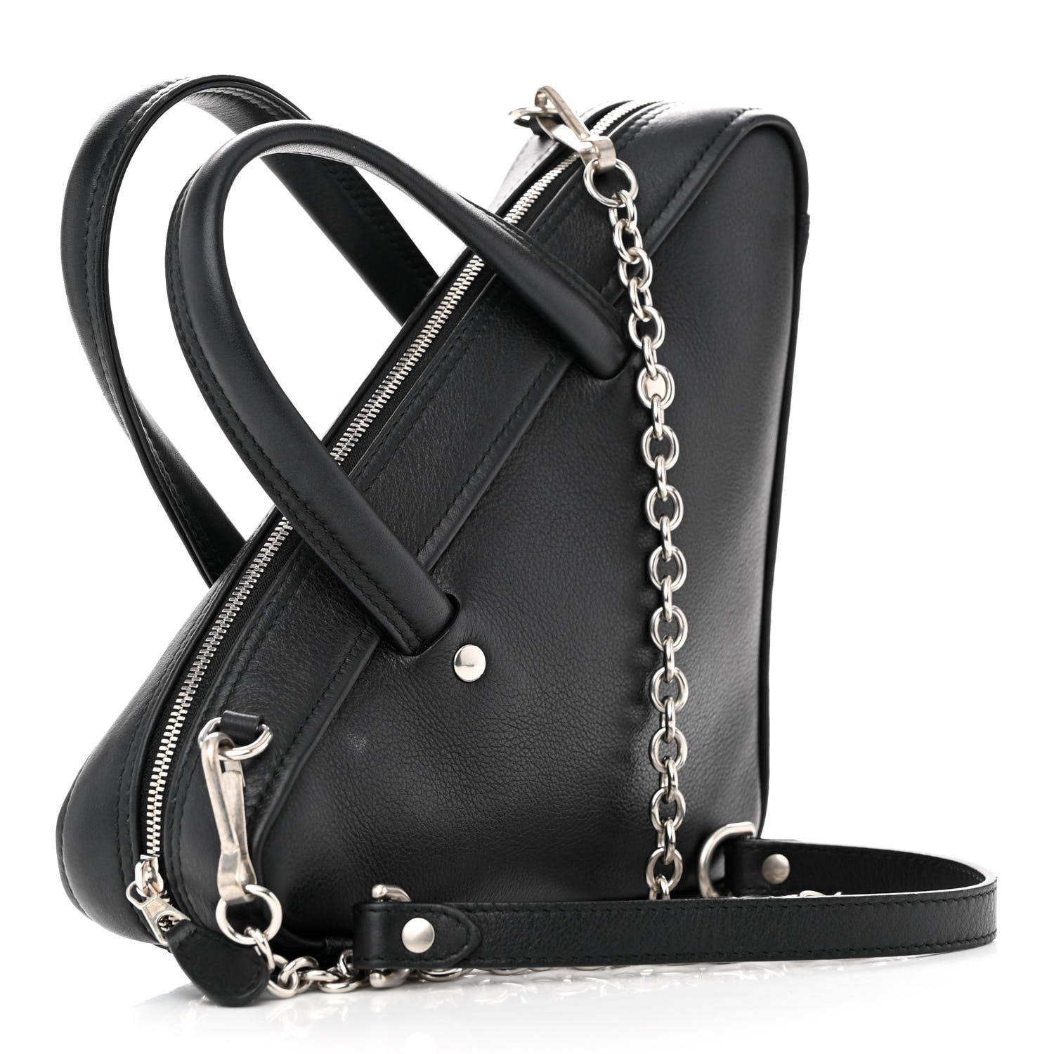 Balenciaga Calfskin XS Triangle Chain Duffle Black 3 of 10