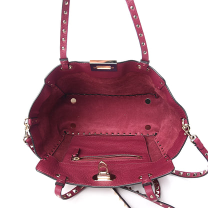 Valentino Garavani Grained Calfskin Small Rockstud Tote Deep Cyclamin 5 of 11