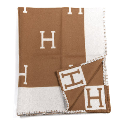 Hermes Wool Cashmere Avalon Blanket Ecru Camel 2 of 4