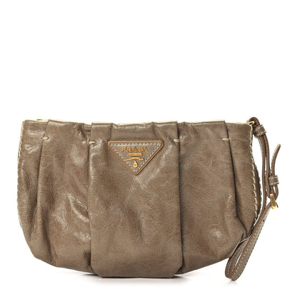 Prada Vitello Shine Mordore Wristlet Clutch Giunco 1 of 8