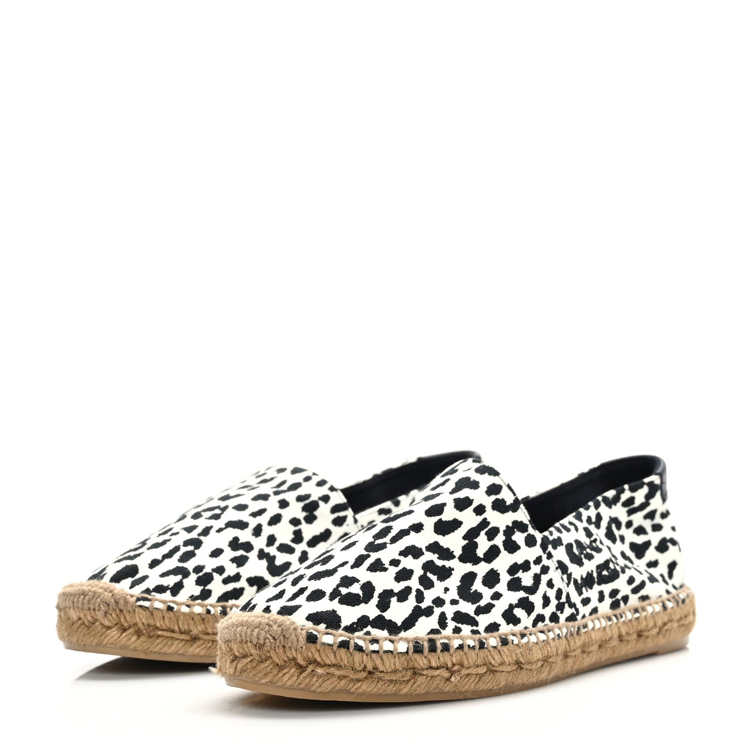 Saint Laurent Canvas Leopard Print Espadrilles 38 Latte Black 3 of 6