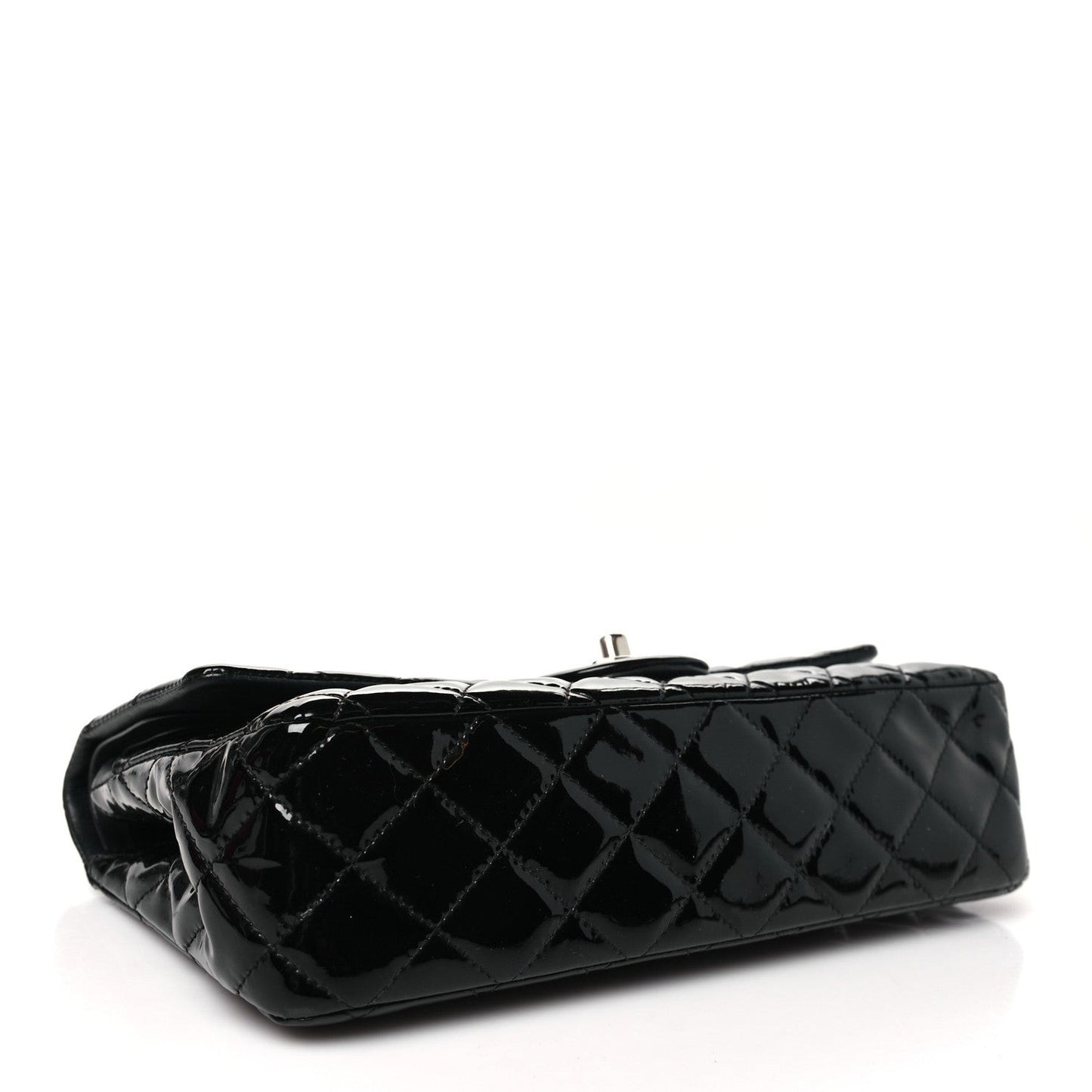 Patent Quilted Medium Double Flap Black