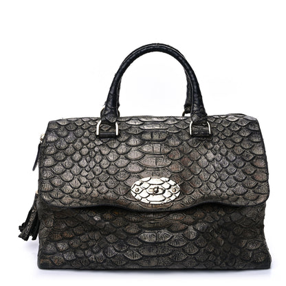 Mulberry Metallic Snake Print Medium Del Rey Satchel Gold 1 of 8