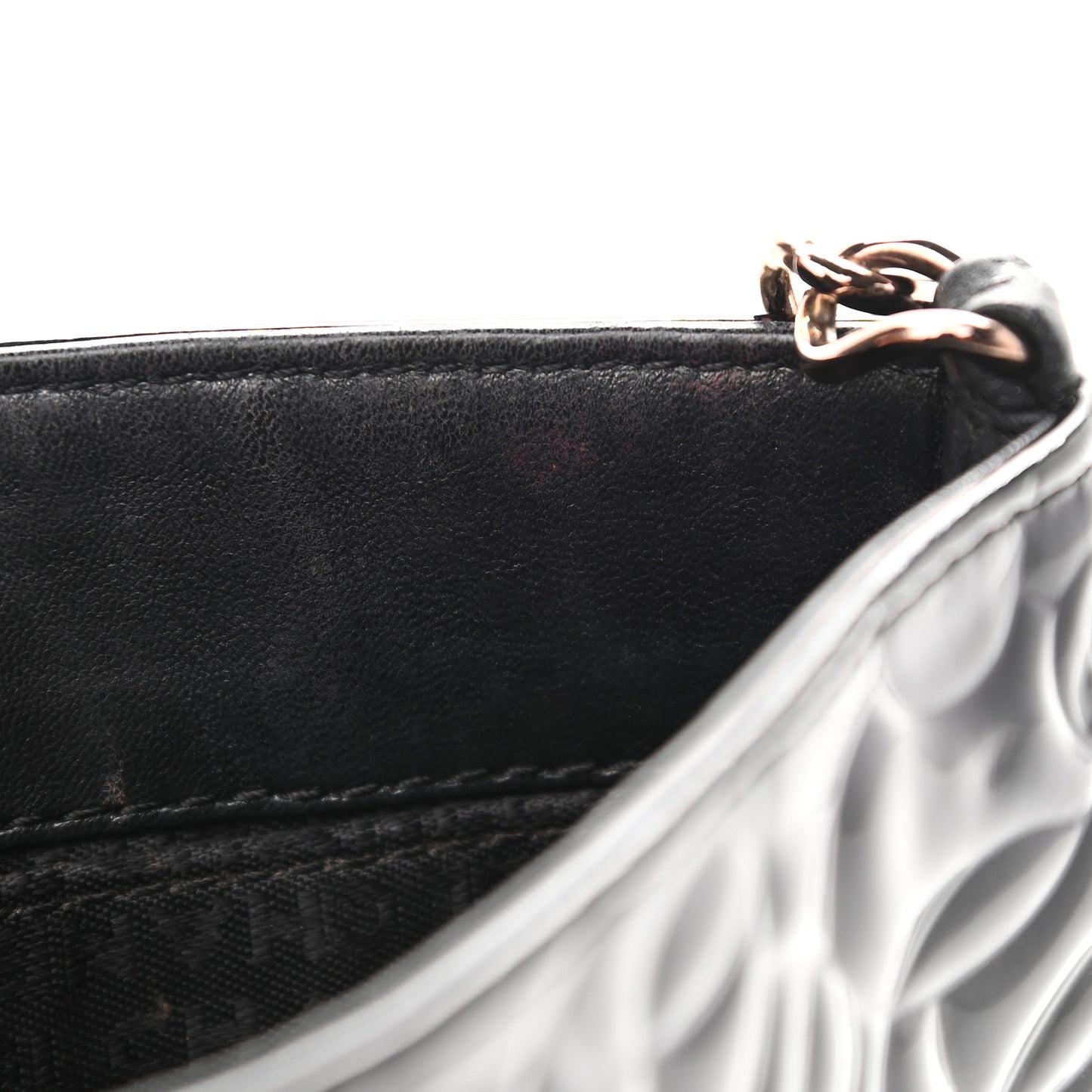 Patent Camellia Embossed Pochette Black