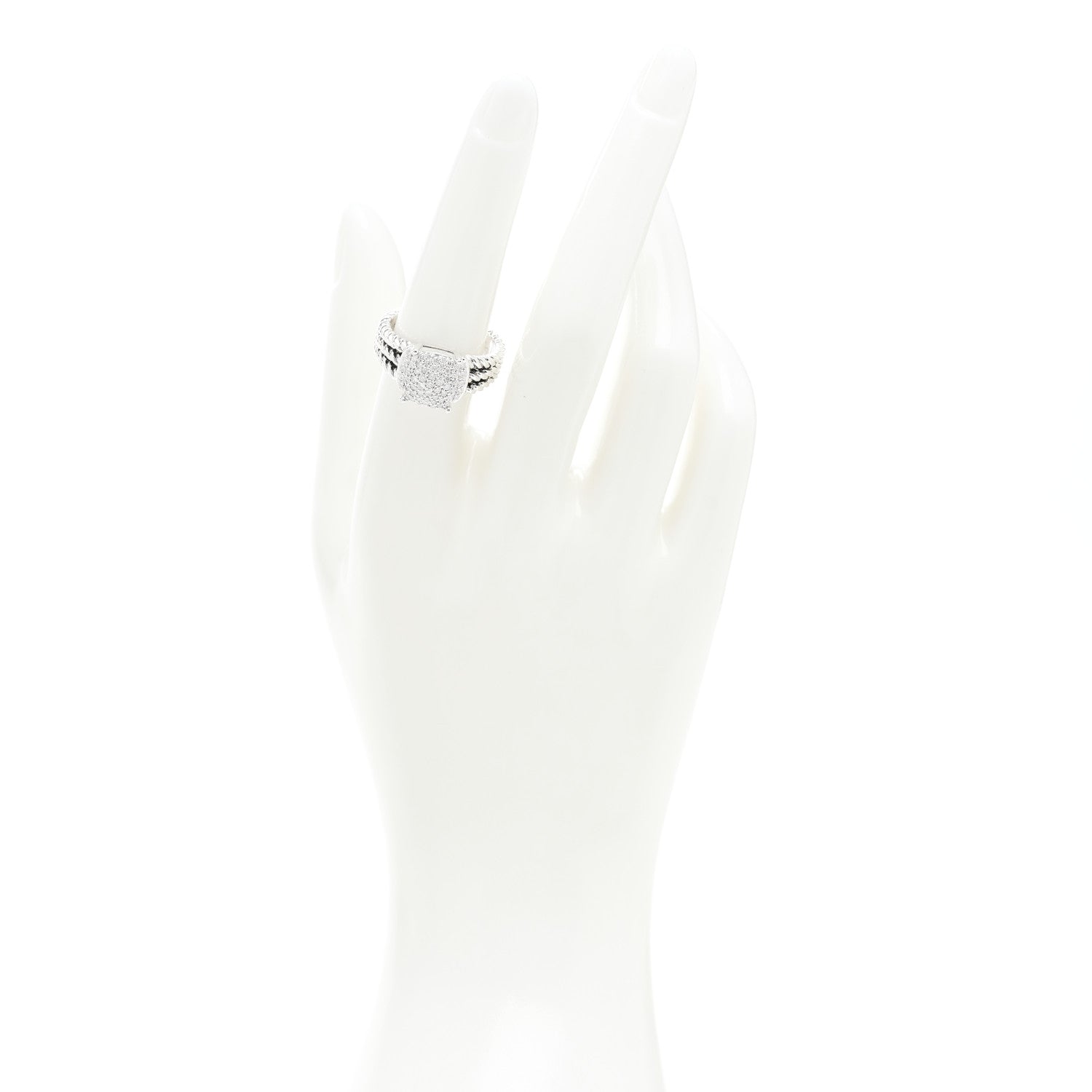 David Yurman Sterling Silver Diamond 10mm Petite Wheaton Ring 54 7 2 of 5