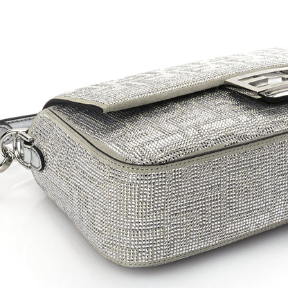 Fendi Crystal Vitello Laminato FF Medium Baguette Crystal Argento 7 of 8