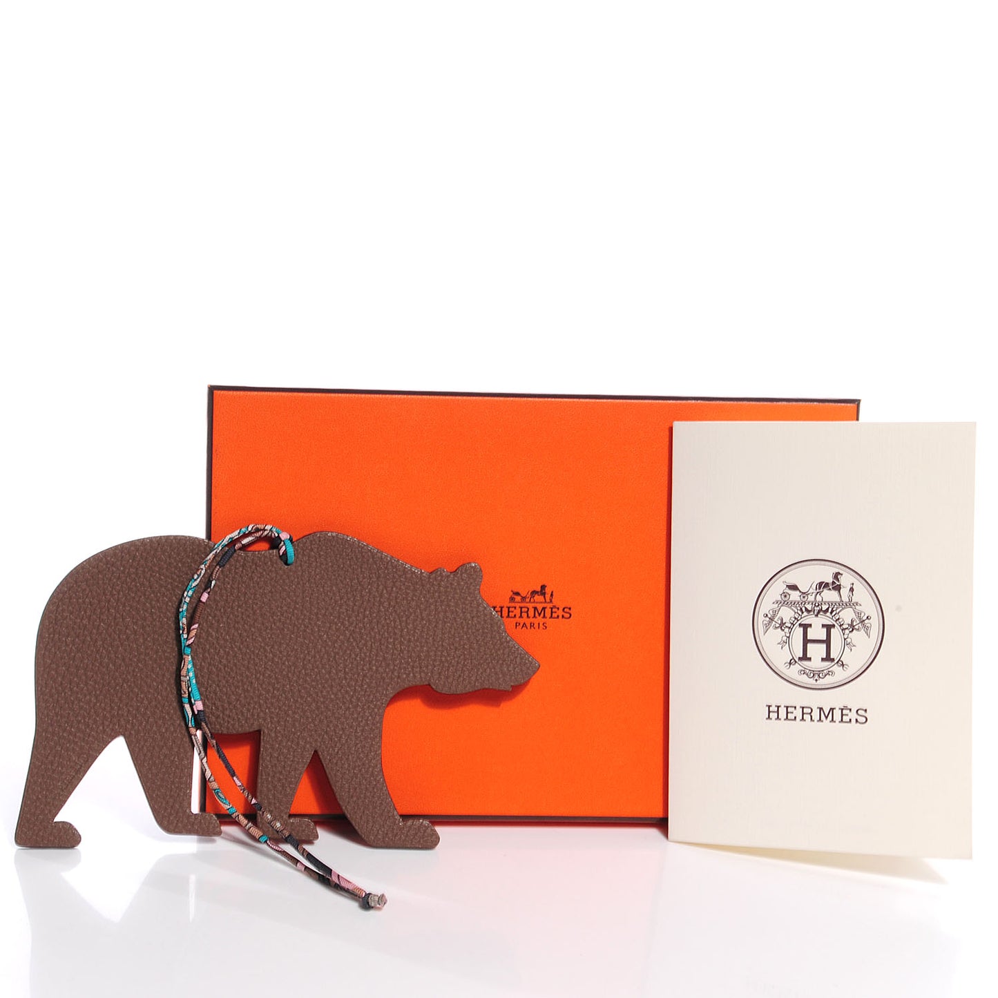 Togo Epsom Petit H GM Bear Bag Charm Bleu Saphir and Etoupe