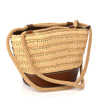 Gucci Raffia Calfskin Woven Mini Bucket Bag Brown 2 of 8