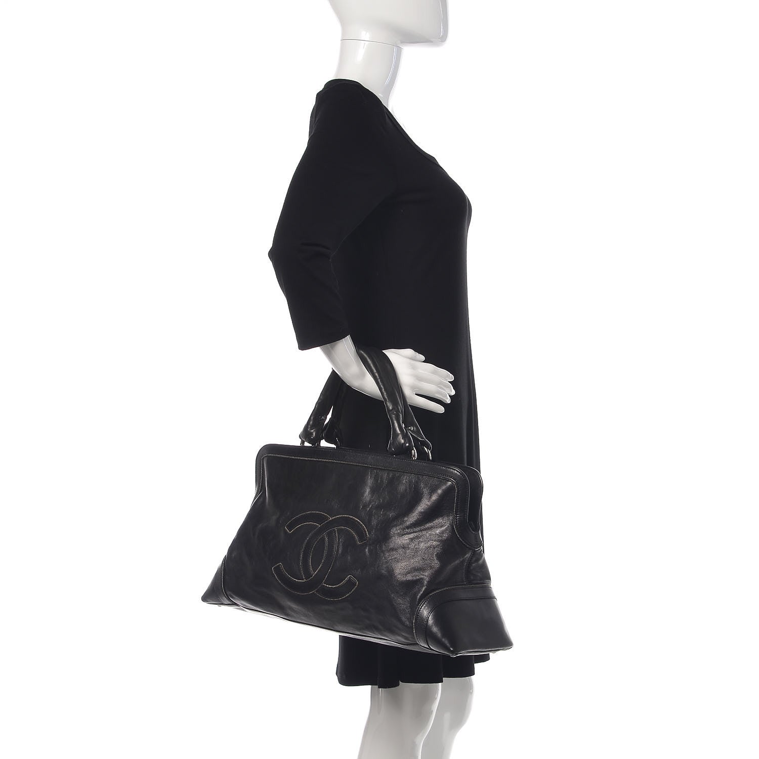 Chanel Lambskin East West Soho Shopper Black 2 of 11