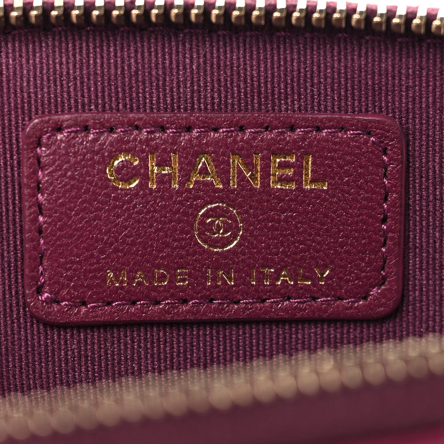 Chanel Lambskin Quilted Zip Card Holder Wallet Dark Purple 6 of 9