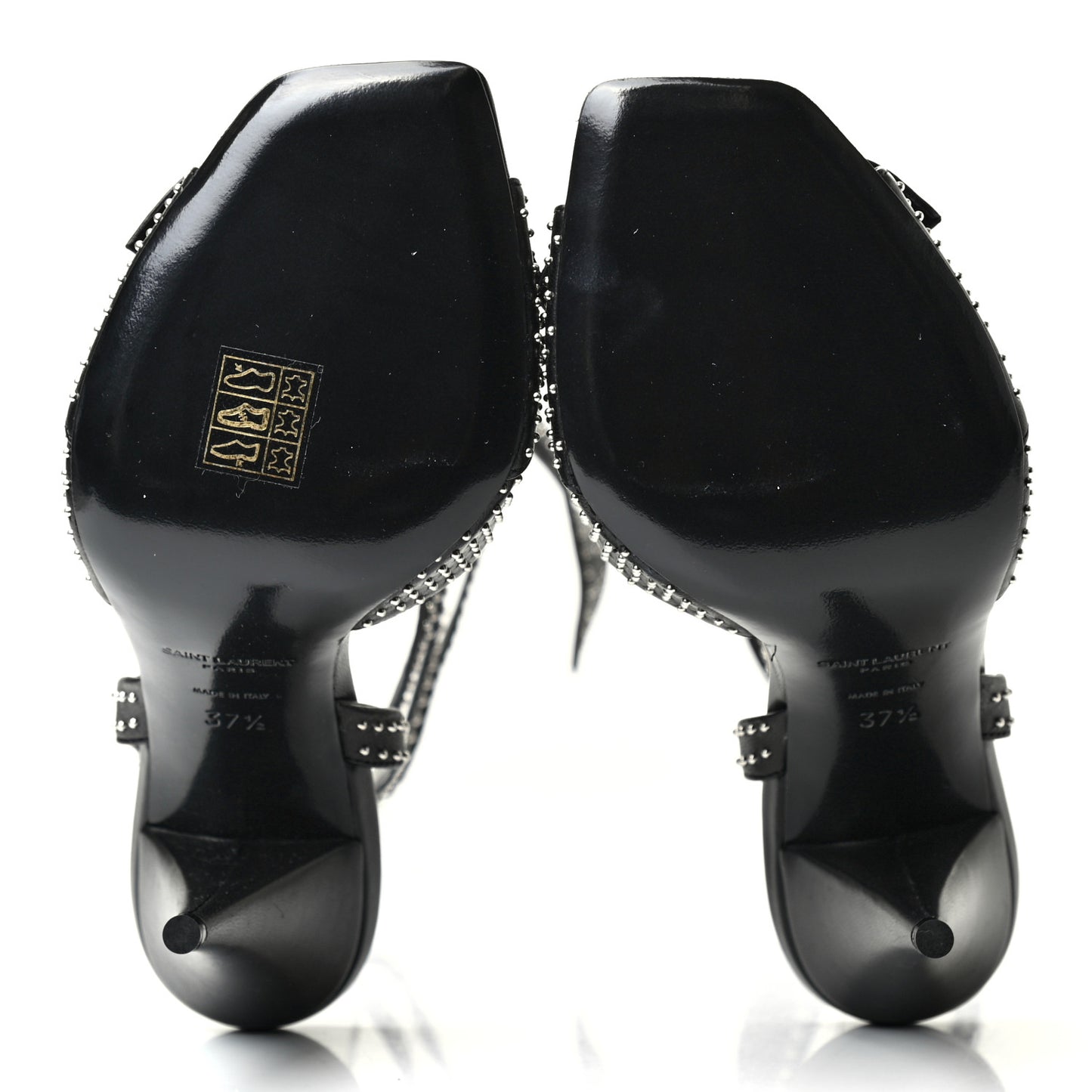Calfskin Studded Bow Sandals 37.5 Black
