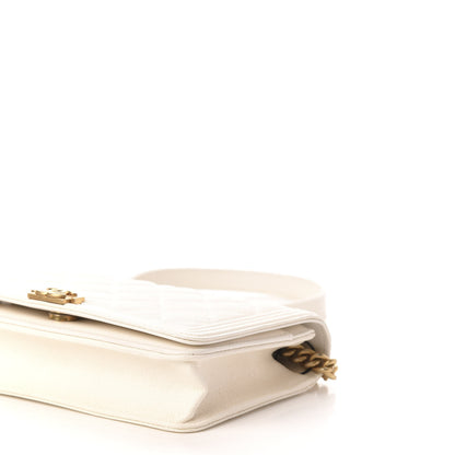 Chanel Caviar Quilted Boy Wallet On Chain WOC White 10 of 13
