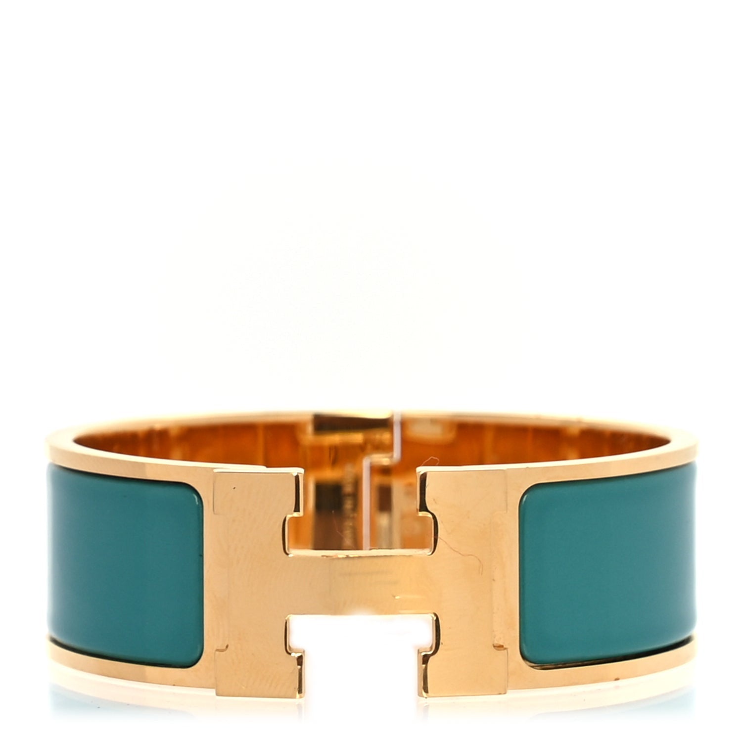 Hermes Enamel Wide Clic Clac H Bracelet PM Malachite 1 of 3