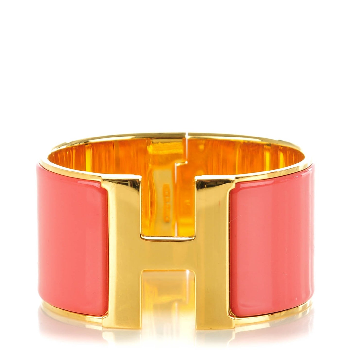 Enamel Extra Wide Clic Clac H Bracelet GM Rouge Corail