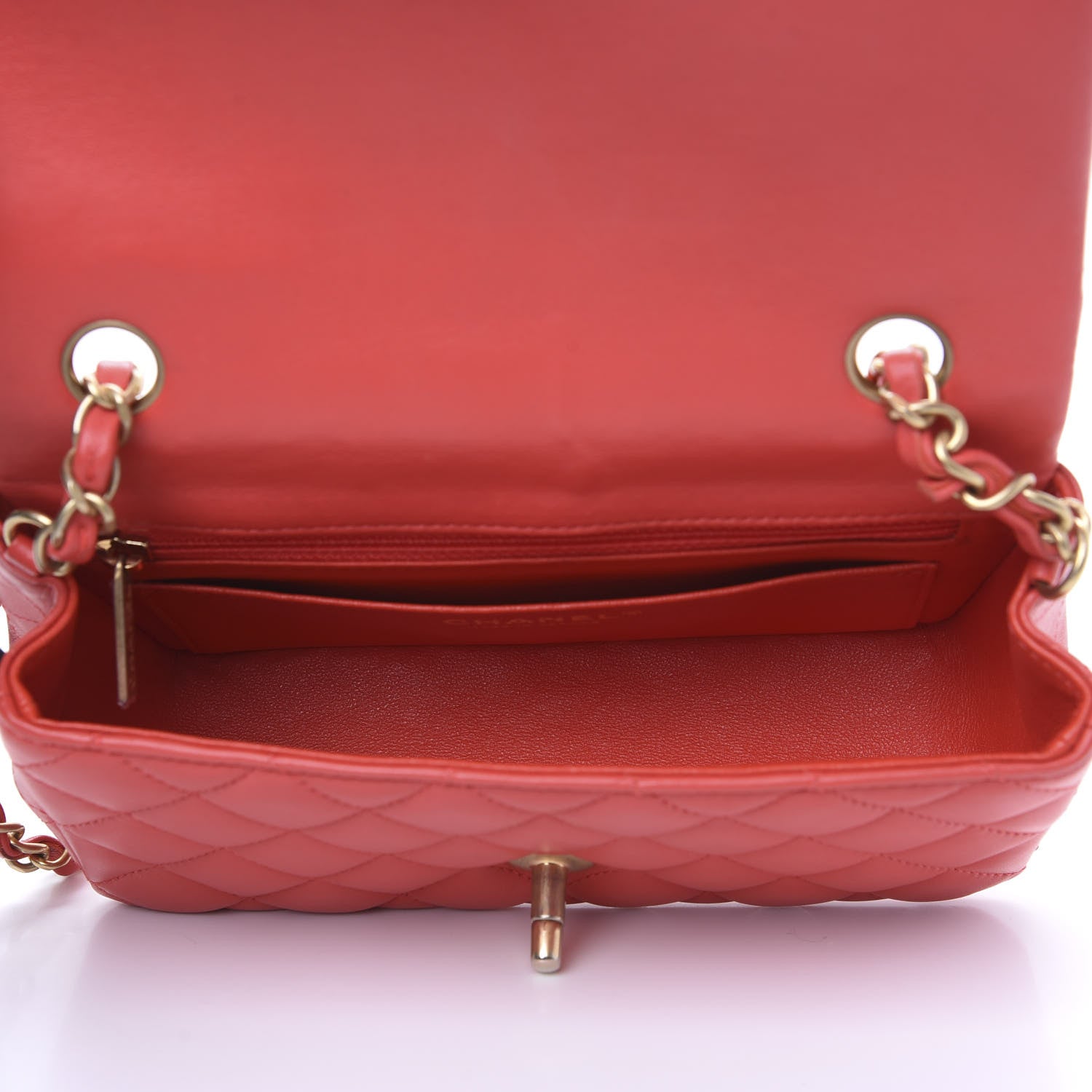Chanel Lambskin Quilted Mini Rectangular Flap Red 5 of 11
