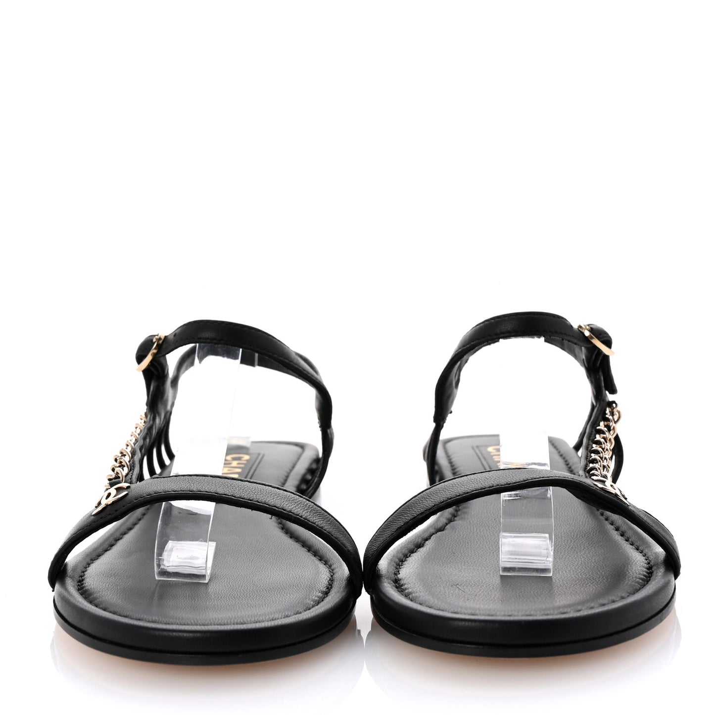 Lambskin Chain Sandals 38.5 Black