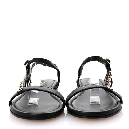 Chanel Lambskin Chain Sandals 38.5 Black 3 of 10