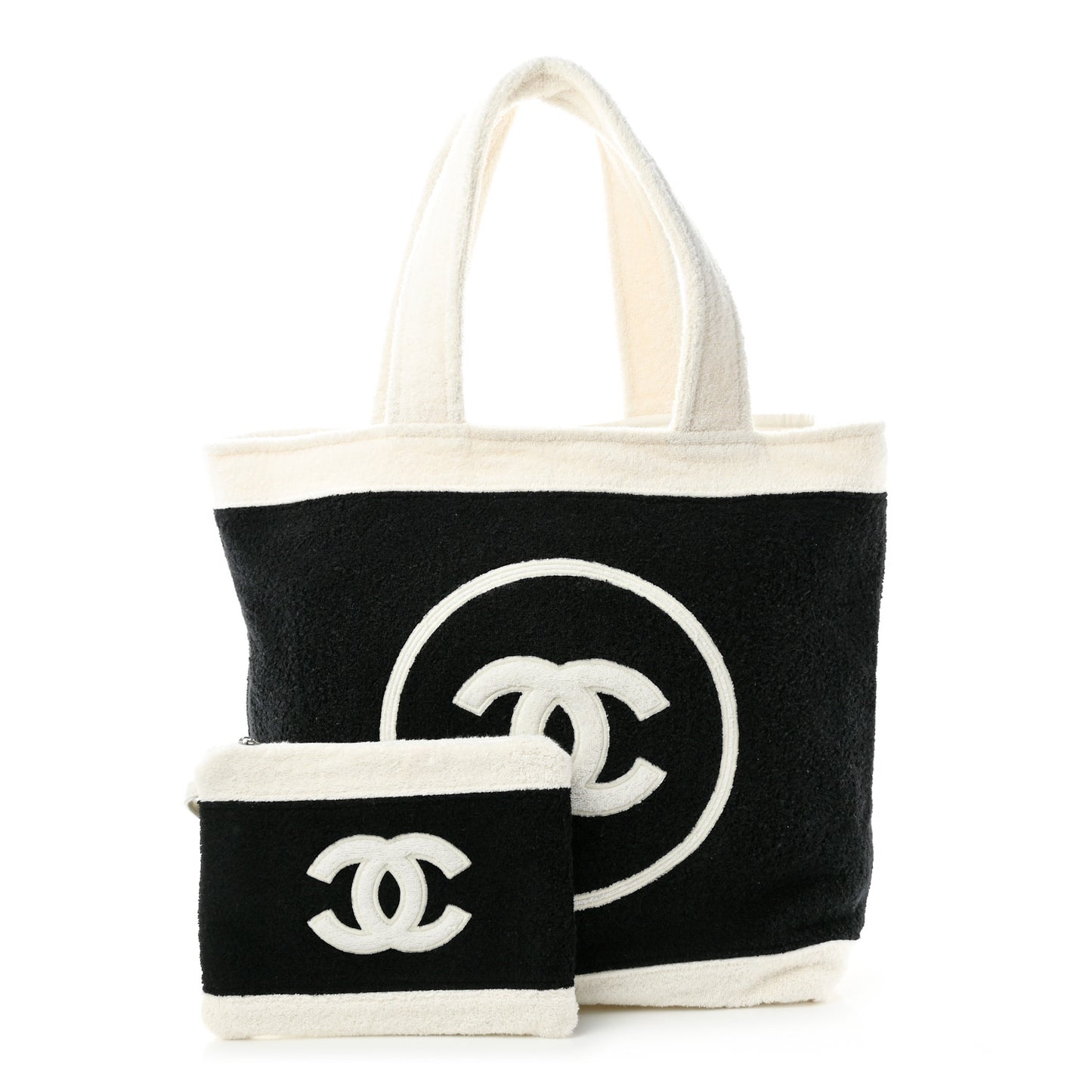 Terry Cotton CC Beach Tote Towel Set Black White