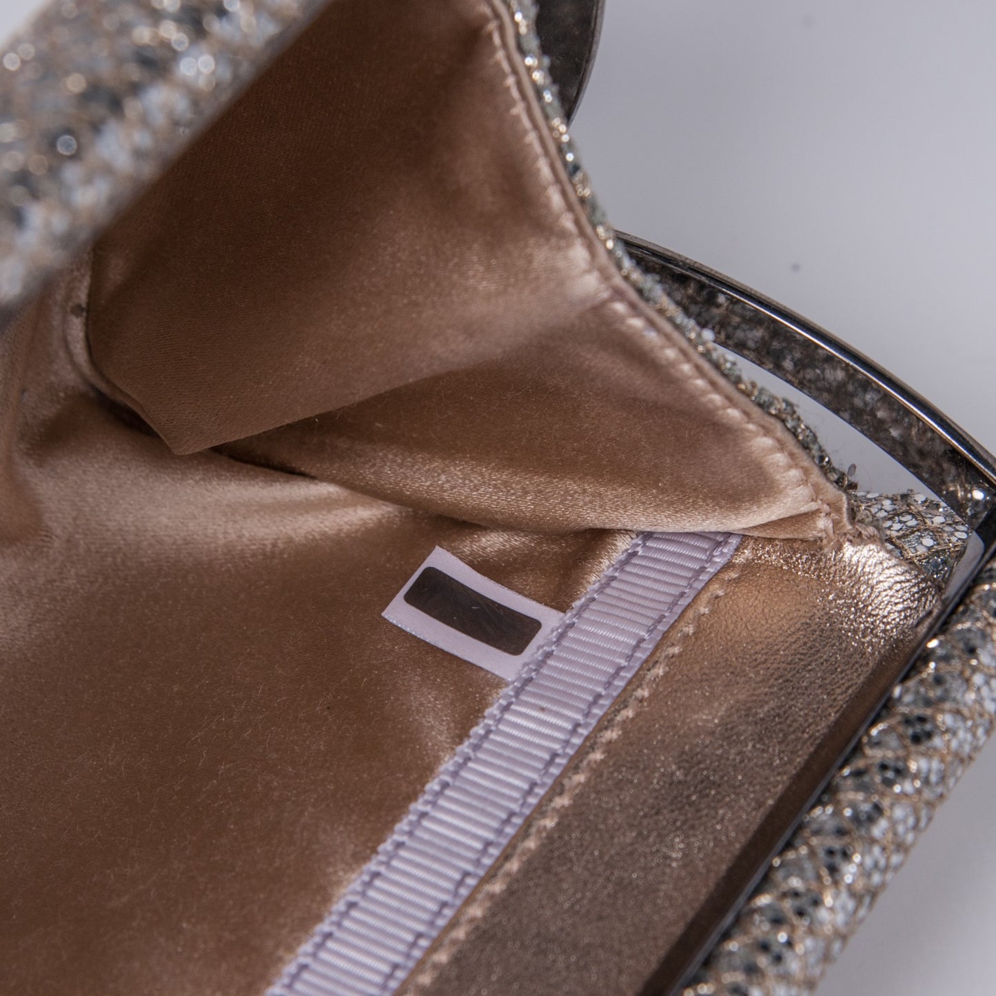 Glitter Fabric Tube Clutch Silver