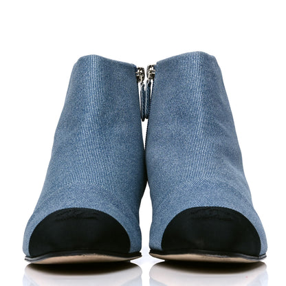 Chanel Denim Grosgrain Cap Toe Short Boots 39.5 Blue 2 of 4