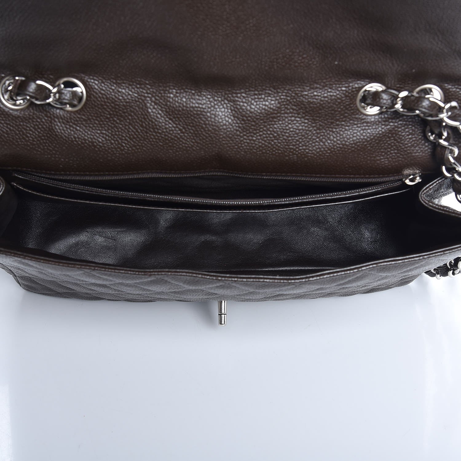 Chanel Caviar Quilted Jumbo Single Flap Dark Brown 6 of 9