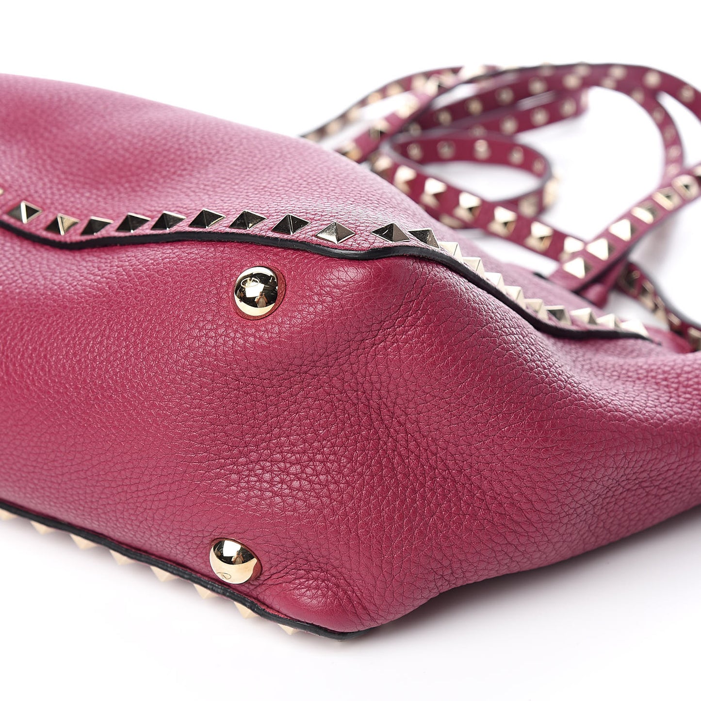 Grained Calfskin Small Rockstud Tote Deep Cyclamin