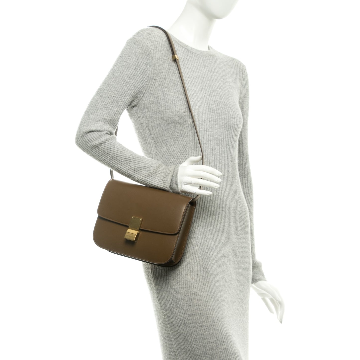 Box Calfskin Medium Classic Box Flap Bag Moss Green