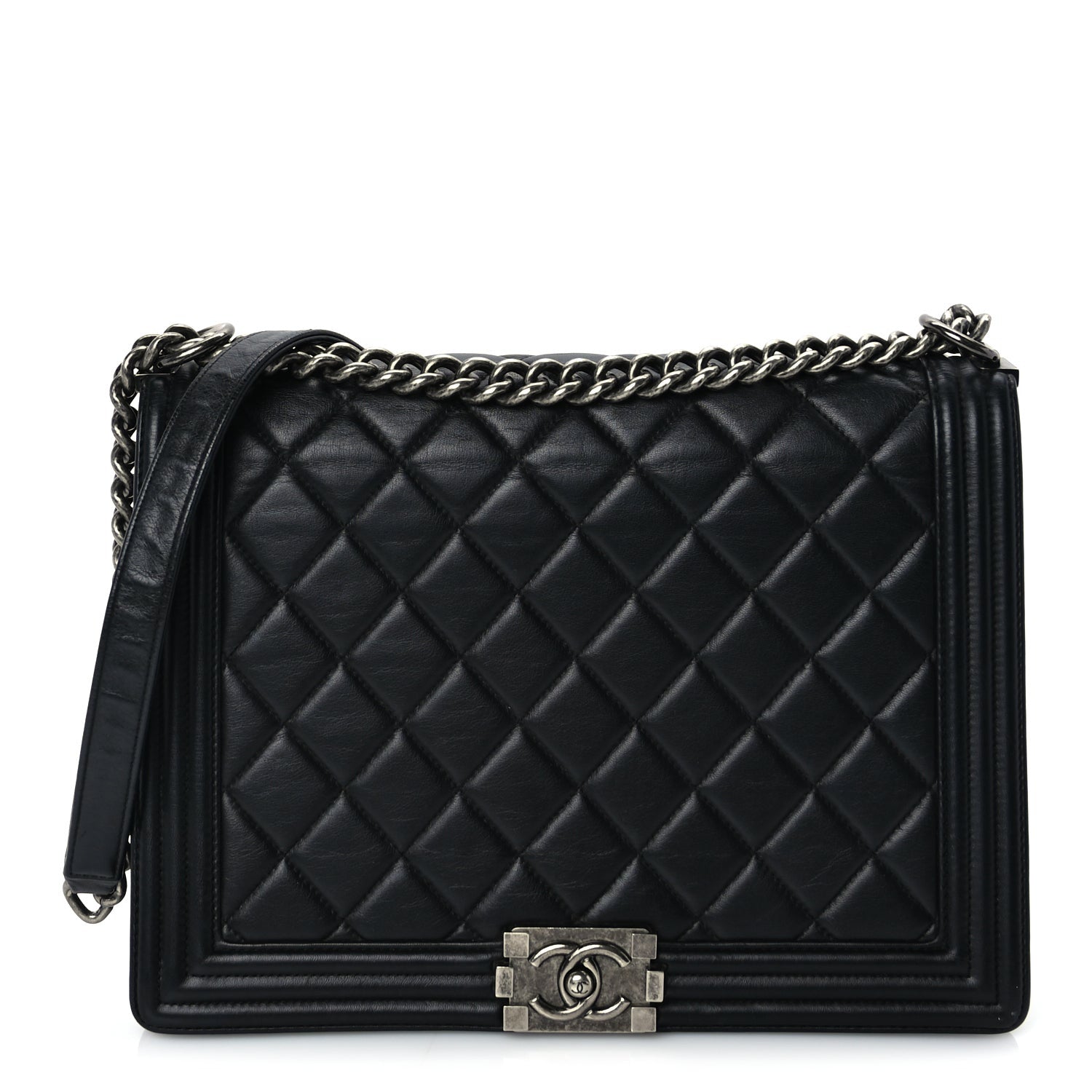 Chanel Lambskin Quilted Large Boy Flap Black 1 of 9