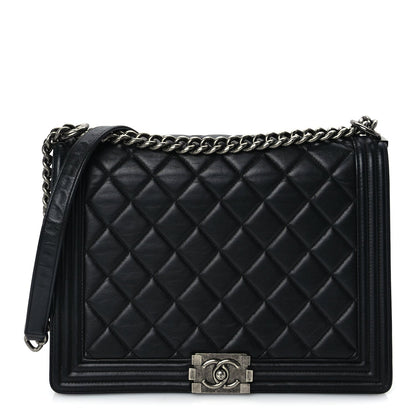 Chanel Lambskin Quilted Large Boy Flap Black 1 of 9