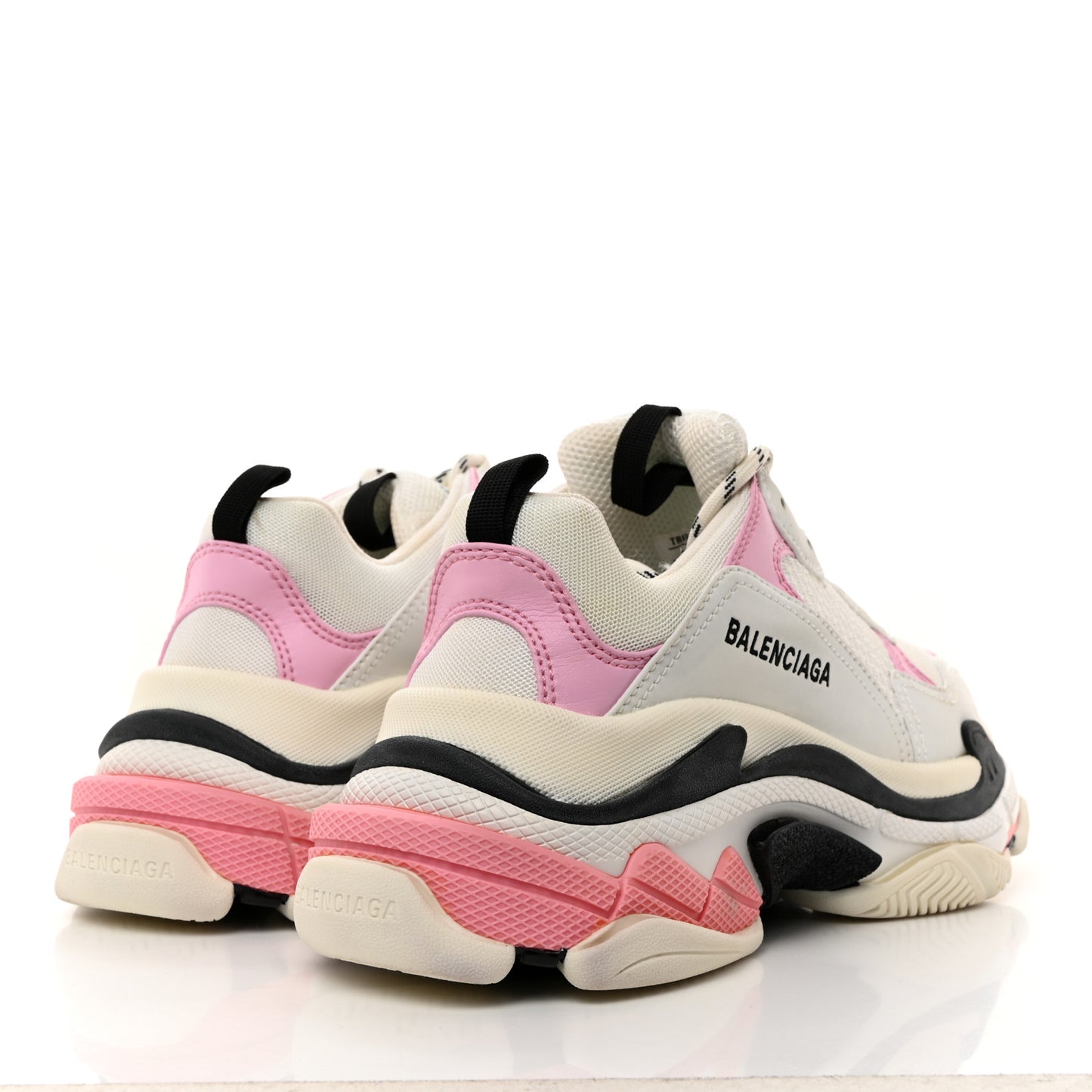 Fabric Mesh Washed Effect Womens Triple S Sneakers 39 Pink White Black