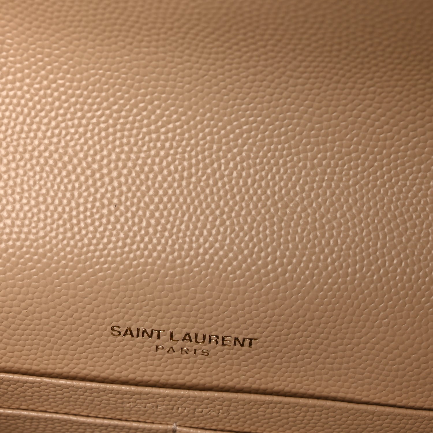 Saint Laurent Grain De Poudre Matelasse Chevron Monogram Envelope Chain Wallet  Dark Beige 5 of 8