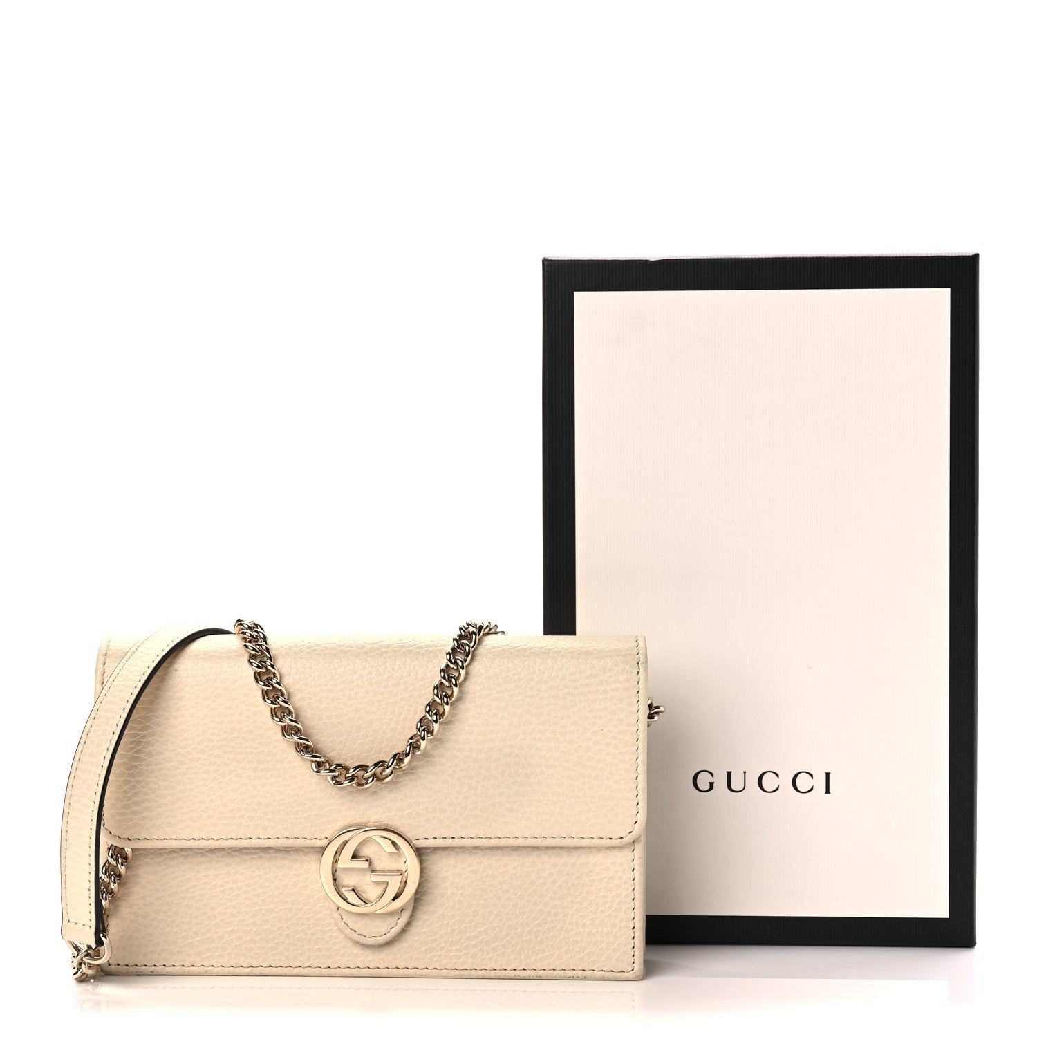 Gucci Dollar Calfskin Interlocking G Chain Wallet Ivoire 7 of 10