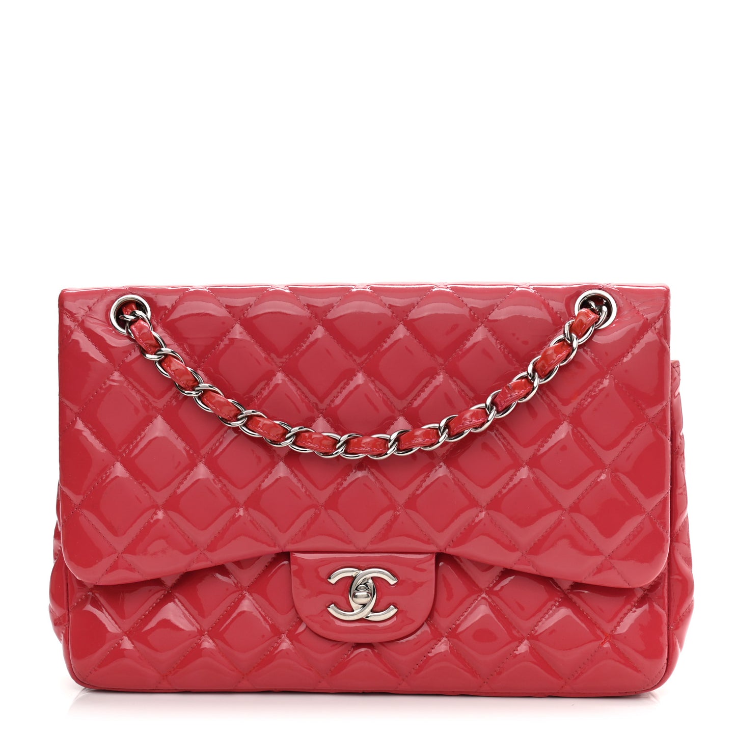 Patent Quilted Jumbo Double Flap Pink
